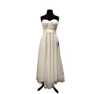 Lulus Beyond Immaculate White Sequin Embroidered Strapless Midi Dress M sweethrt